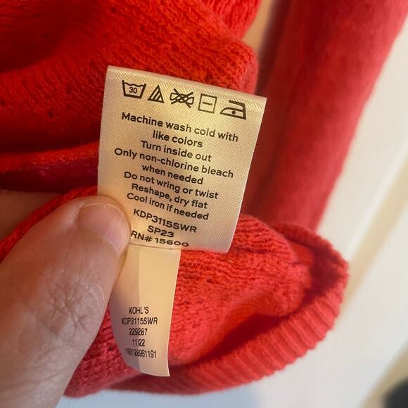 DRAPER JAMES Coral Gold Buttons Stitch Cardigan 1X *missing last button* - Picture 12 of 14